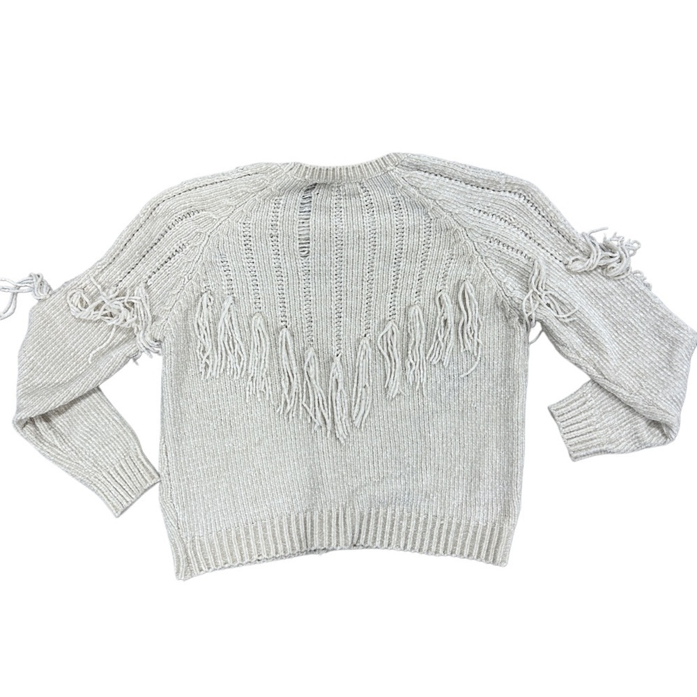Forever 21 Off White Fringe Knit Sweater Size Large - Picture 3 of 7